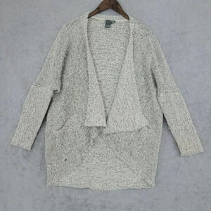 Quinn Womens Open Front Waterfall Cardigan Sweater S Light Gray/ Beige 21CT
